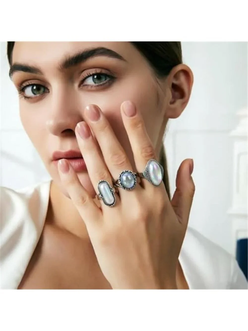 Vintage Silver Stackable Boho Ring Set 8PC